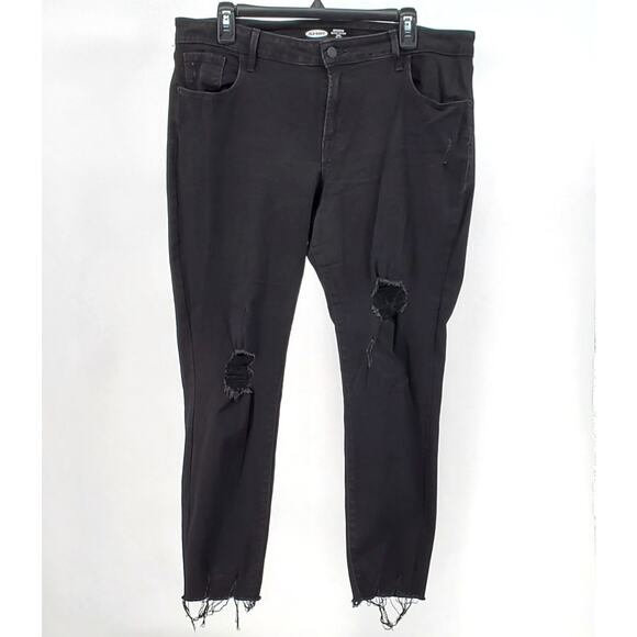 Old Navy Denim - Old Navy Rockstar Super Skinny Ankle Mid Rise Black Jeans Womens 16 Pre-Owned
